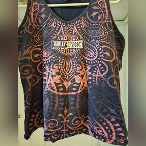 Harley-Davidson Black and Orange Tank Top